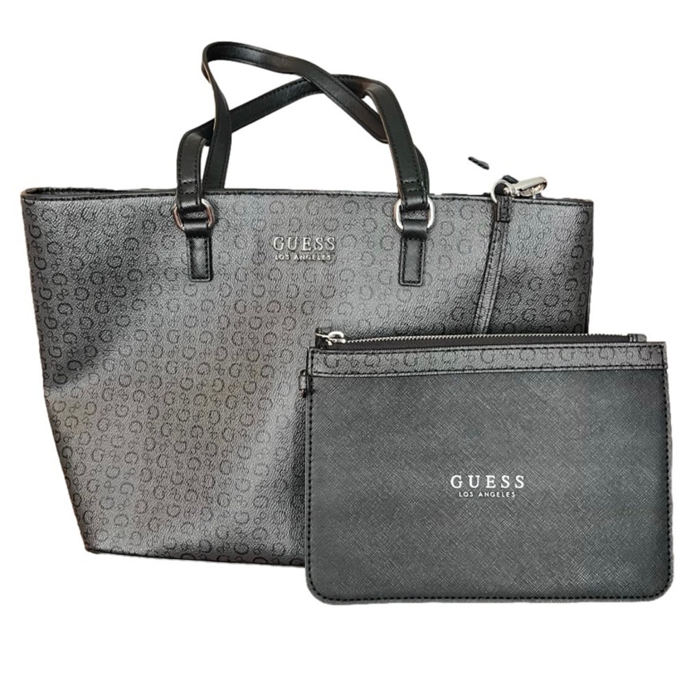 GUESS Logo Faux Leather Tote with Wristlet